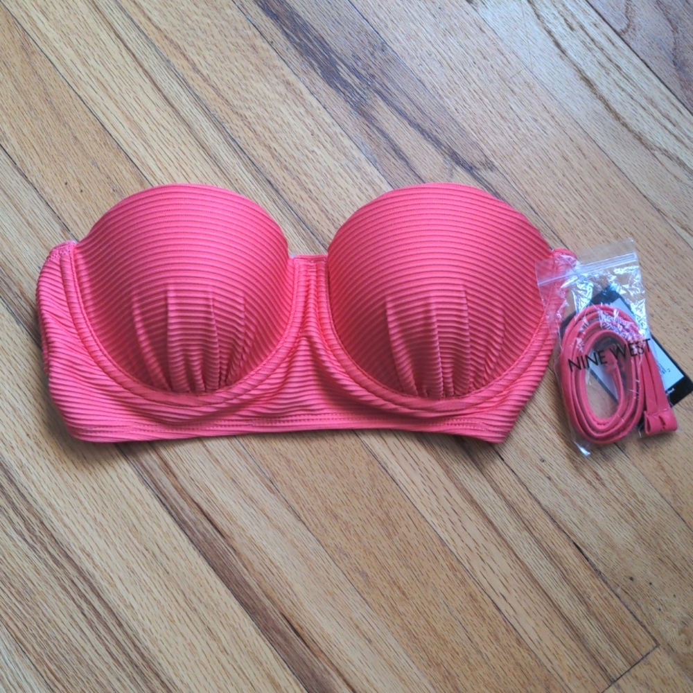 NWT Nine West Shell Bandeau Swim Top